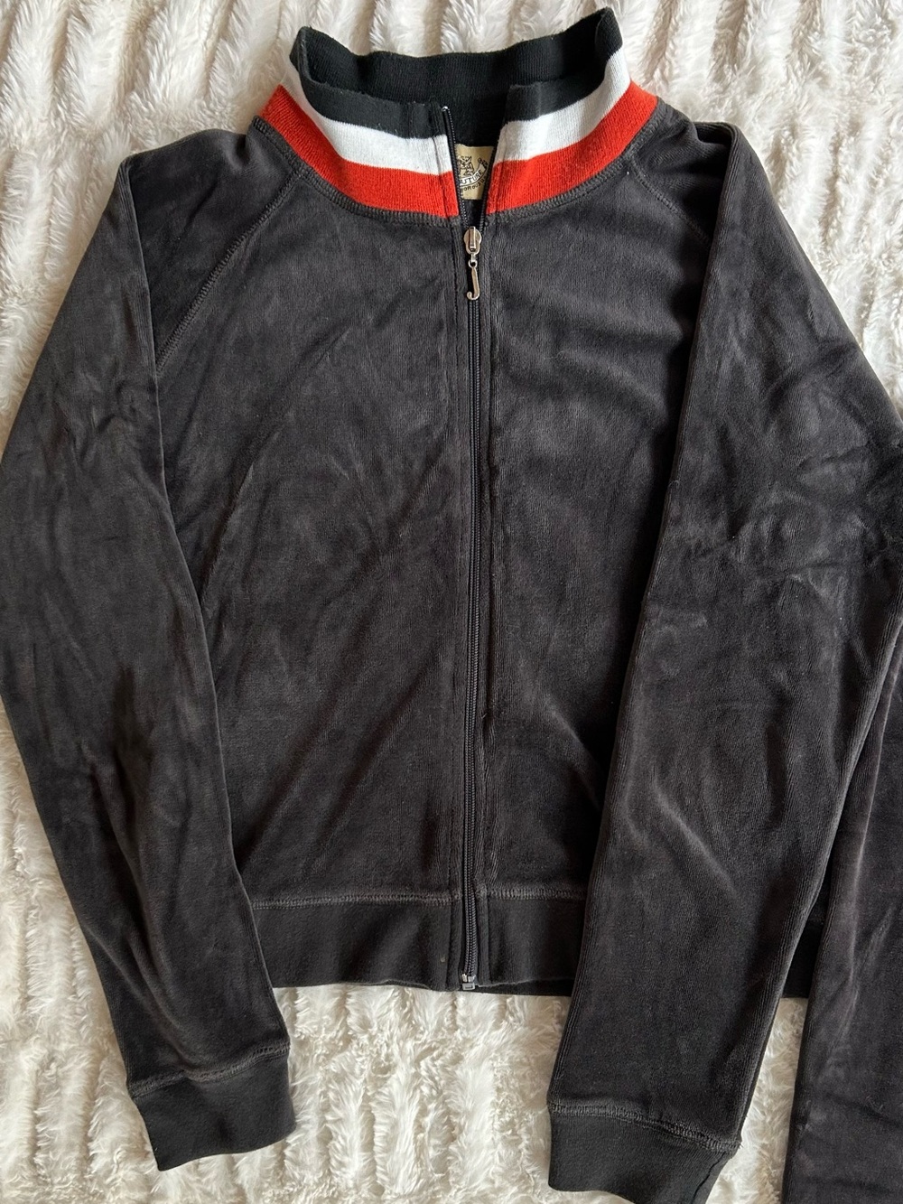 Y2K Vintage Juicy Couture Velour Tracksuit Set Made in USA Charcoal Striped M - Picture 4 of 13